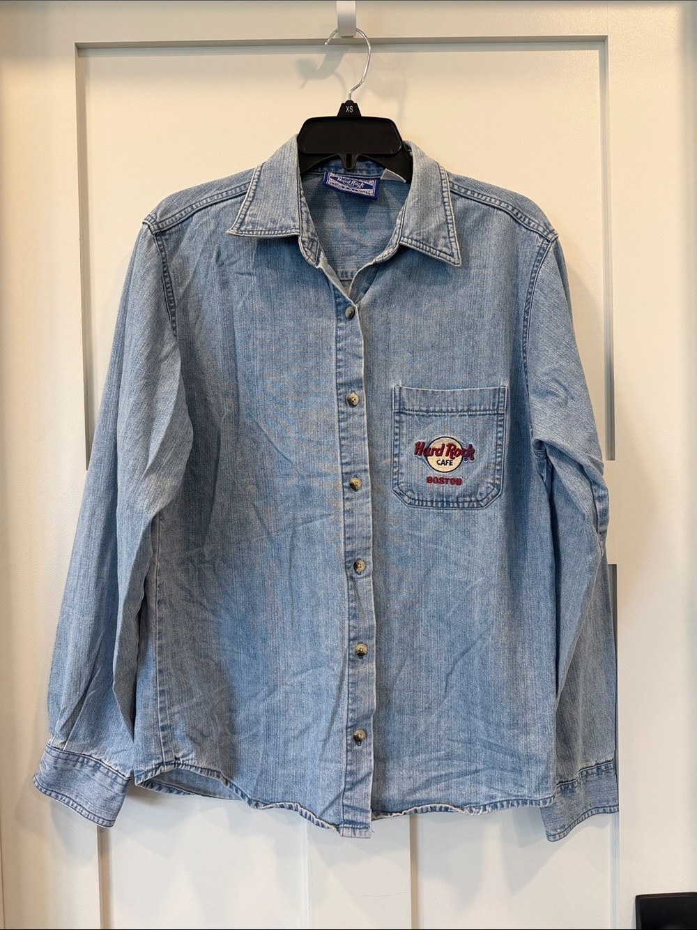 Vintage Hard Rock Cafe Blue Denim Shirt with Navy Patch